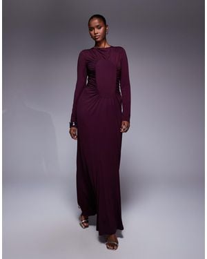 DASKA Ruched Maxi Dress - Purple