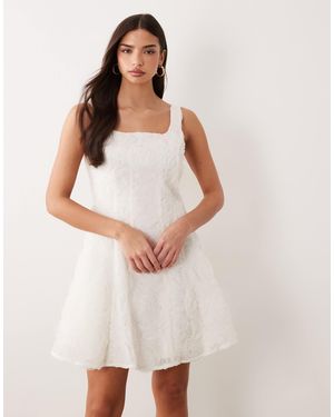 Y.A.S 3d Floral Applique Flippy Mini Dress - White