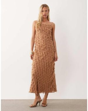 ASOS Textured Fringe Backless Maxi Dress - Natural