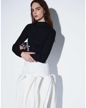 ARRANGE Structured Midi Skirt With Ruffle Detail - Blue
