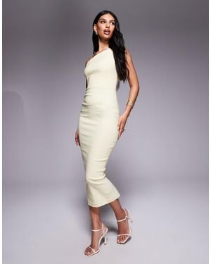 Vesper Bengaline One Shoulder Strap Bodycon Midaxi Dress - Gray