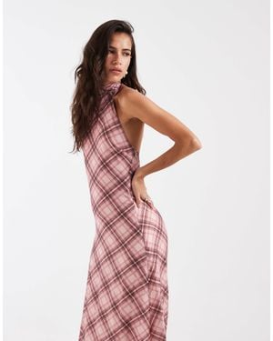 ASOS Chiffon High Neck Halter Maxi Dress - Pink