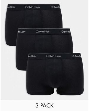 Calvin Klein Modern Cotton 3 Pack Trunk With Waistband - Black