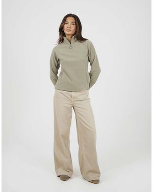 Brave Soul Quarter Zip Polar Fleece Sweatshirt - Natural