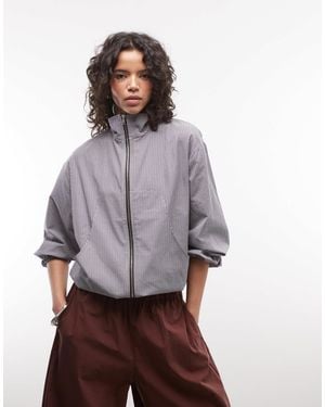 Collusion Funnel Neck Zip Through Shirt - Gray