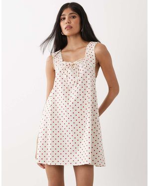 WeWoreWhat Vestido Color Marfil Estilo Babydoll Con Estampado De Lunares-Blanco - Neutro