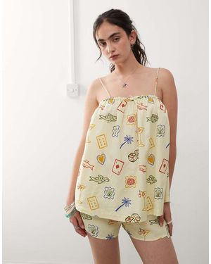 Reclaimed Vintage Beach Smock Trapeze Top - Natural