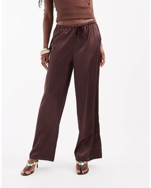 ONLY Wide Leg Satin Pants - Red
