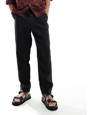Cotton On Relaxed Straight Leg Linen Pants - Black