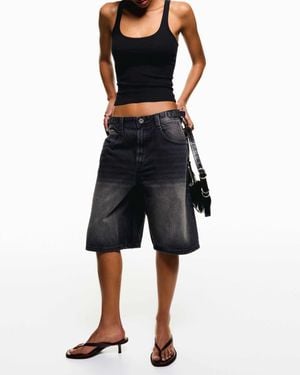 Bershka Bermuda bouffant en jean - Bleu