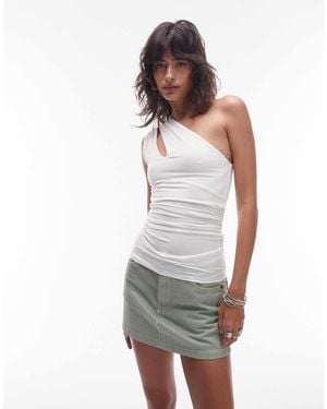 TOPSHOP One Shoulder Cut Out Detail Top - White