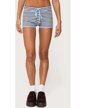 Edikted Lillian Striped Knit Shorts - Blue