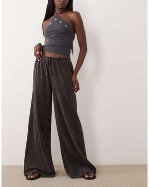 ASOS Co-ord Ribbed Tie Waist Trousers - Brown
