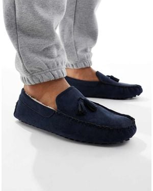 SEQWL Faux Fur-lined Ruched Moccasins - Blue