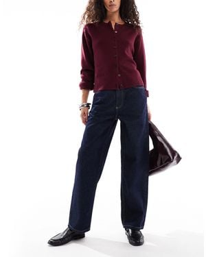 Miss Selfridge High Waist Contrast Stitch Straight Leg Jeans - Blue