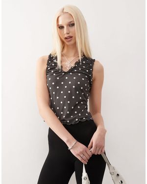 Collusion Ruched V Neck Top - Blue