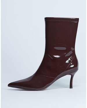 TOPSHOP Pippa Point Toe Stretch Ankle Boots - Brown