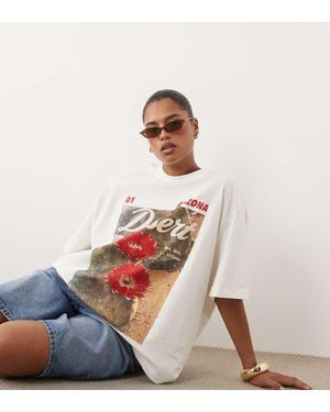 ASOS Asos Design Curve Oversized T-shirt With Arizona Desert Graphic - White