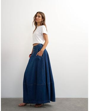TOPSHOP Maxirock mit knopfleiste - Blau