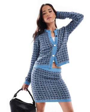 Vero Moda Knitted Houndstooth Cardigan Co-ord - Blue