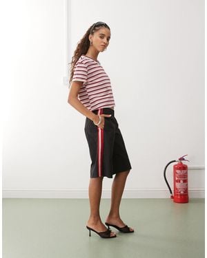 Lioness Sevigney Elastic Waist Side Stripe Windbreaker Jorts - White