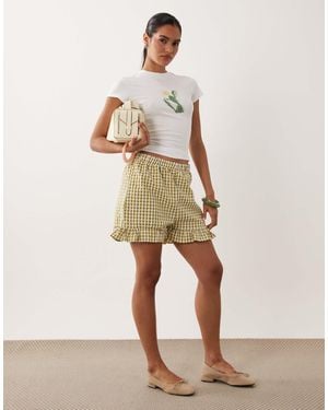Miss Selfridge Ruffle Mini Short Co-ord - Natural