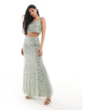 Beauut Embellished Maxi Skirt Co-Ord - White