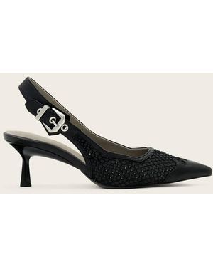 AllSaints Zapatos Negros Destalonados Con Tacón Bajo De Malla Idiya De - Neutro