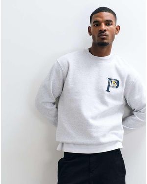 Parlez Sudadera Extragrande Con Estampado De Logo En El Pecho En Gris Jaspeado - Blanco