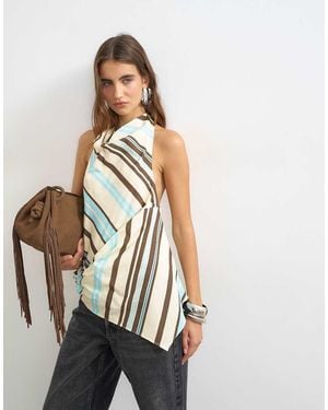 TOPSHOP Cowl Tie Detail Top - White
