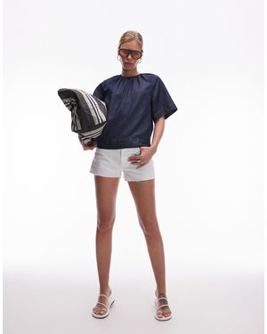 ARKET Linen Denim Top With Volume Sleeves - Blue
