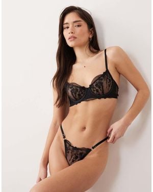 KAT THE LABEL Sofia Embroidered Thong - Natural