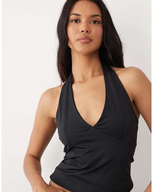 ASOS Polyamide Slinky Halter Neck Top - Black