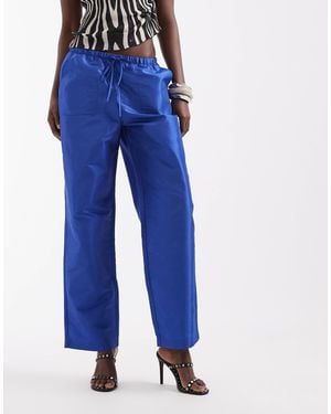Vero Moda Wide Leg Tie Waist Tafeta Pants - Blue