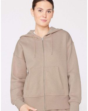 Tezenis Thick Brushed Fleece Zip-Up Hoodie - Natural