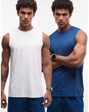 4505 Icon Quick Dry Mesh Training Tank 2 Pack - Blue