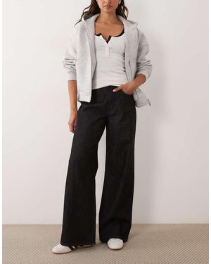 Abercrombie & Fitch Curve Love Vaqueros De Pierna Ancha De Talle Alto En Sin Lavar - Blanco