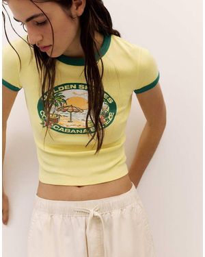 Pull&Bear Copacabana Graphic T-shirt - Natural