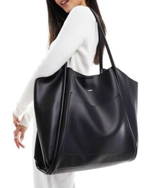 PASQ Oversized Slouch Tote Bag With Removable Pouch - Black