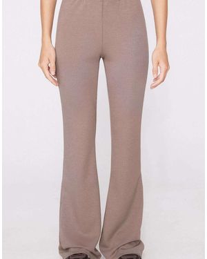 Tezenis Superior Softness Ribbed Flare Trousers - Brown