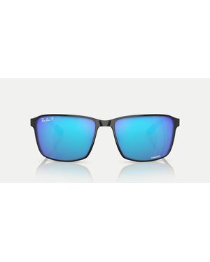 Ray-Ban Rb3721Ch Chromance Square Polarised Sunglasses With Mirrored Lens - Blue