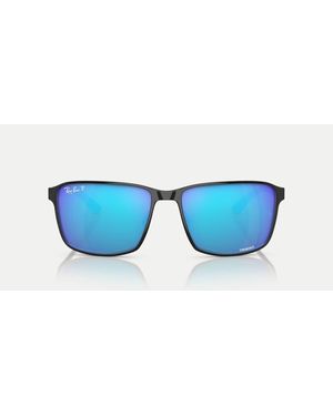 Ray-Ban Rb3721Ch Chromance Square Polarised Sunglasses With Mirrored Lens - Blue