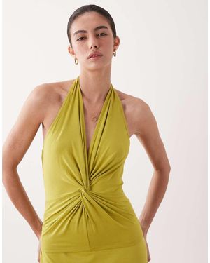 ASOS Modal Twist Detail Halter Top Co-ord - Green