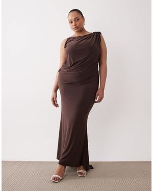navy blue dress for baby girl Asymmetric Draped Maxi Dress in Black main image 0