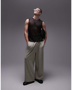 TOPMAN Regular Fit Sheer Knitted Tank - Grey