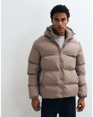 French Connection Premium Hooded Puffer Jacket - Brown