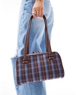 ASOS Sac porté épaule style bowling coupe carrée - à carreaux - Bleu