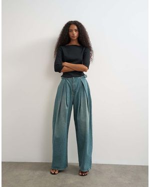 TOPSHOP Jeans A Gamba Larga Con Fibbia Laterale - Blu