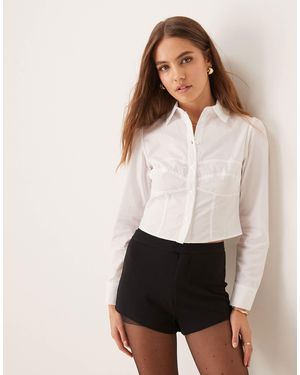 New Look New Look Cropped Corset Poplin Shirt - White