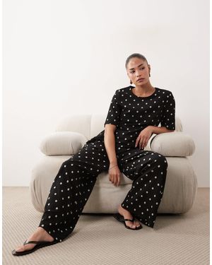 JDY Petite Pantalon d'ensemble ample à pois - Noir